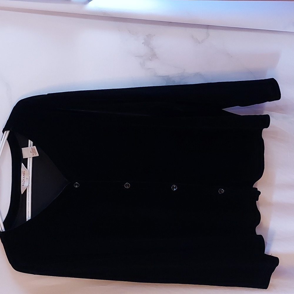 Bechamel II Women's Black Velvet Jacket Loose Fit Buttoned Size 2X